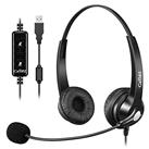 USB Headset with Microphone for Laptop, Adjustable Noise Cancelling Computer Headsets, 2M Length PC Headphones with In-Line Controls for Skype Zoom Home Office Business MS Teams