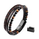 LIVLOKO Mens Bracelet Leather Black Multi-Layer Bracelet for Men Magnetic Clasp Rope Wristband Mens 