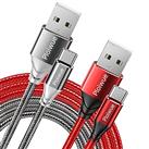 USB C Cable, USB Type C Fast Charger Charging Cable Braided Compatible with Samsung Galaxy S20 S10 S9 S8,PS5 Controller,Switch,Huawei P40/P30/P20/P10,HTC,LG,Moto G7, Sony Xperia,Gery+Red