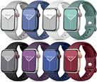 Mastten 8 Pack Sport Straps Compatible with Apple Watch Strap 38mm 40mm 41mm 42mm 44mm 45mm 49mm for Women Men, Soft Silicone Strap Band for Apple Watch Series 9/iWatch Series Ultra 8 7 6 5 4 3 2 1 SE