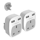 TESSAN UK to US Plug Adapter with 2 USB, 2 Pack, American Plug Adapter, 3 in 1 US Travel Adapter from UK to USA, Canada, Thailand, Mexico, Colombia etc. (Type B)