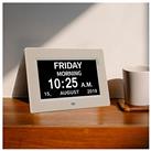 CAZOKASI Auto Dimmable Calendar Day Clock Digital Photo Frame HD Display 12 Alarms Extra Large Impaired Vision Digital Clock with Non-Abbreviated Day & Month Alarm Clock