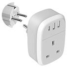 European Plug Adapter, UK to EU Euro Europe Schuko 32W USB C Fast Travel Charger Grounded USBC Adaptor Type C for Germany France Spain Turkey Greece Iceland Poland Russia Portugal Austria(Type E/F)