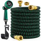 JUNEBOW Expandable Garden Hose, Water Hose with 10 Function Nozzle, Lightweight Flexible Hose with 3/4&1/2 Solid Brass Fittings and 3-Layer Latex Core
