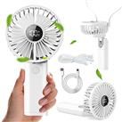 Kazaigpou Portable Handheld Fan, 3600mAh USB Rechargeable Hand Held Fan with Digital Display, Small Personal Pocket Fan with 6 Speeds, Mini Foldable Fan with Landyard, and Power Bank Function