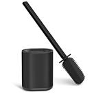 COSICOSY Toilet Brush, Stainless Steel Silicone Toilet Brush and Holder Flexible and Soft Silicone Toilet Brush for Deep Cleaning Wall or Floor Mounted