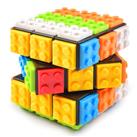 Speed Magic Cube 3x3,Build-on Brick Magic Cube 2-in-1 Brain Bricks and Teaser Puzzle Classic Toys Compatible with Lego for Kids Adults Boys Girls Gift, Black