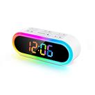 REACHER Dual Alarm Clock,7 Wake Up Soothing Sounds,Weekday/Weekend, Rainbow Night Light, Dimmable, Snooze, Mains Powered, Auto-Off Timer, Small Rainbow LED Digital Clock for Kids, Bedroom, Bedside