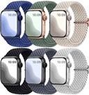 Maledan 6 Pack Braided Solo Loop Compatible with Apple Watch Straps 38mm 40mm 41mm 42mm 44mm 45mm 49mm for Women Men, Nylon Stretchy Elastic Sport Band for iWatch SE Series 9 8 7 6 5 4 3 2 1 Ultra