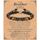 KORAS Gifts for Him, Boyfriend Husband Bracelet Tiger Eye Bracelet Black Matte Stone Bracelet for Da