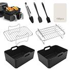Air Fryer Accessories, Set of 9 for Ninja AF300/400/451UK Tower T17088 Including Silicone Air Fryer Liner & Racks & Paper Lining etc Dual Air Fryer Accessories, Compatible with Oven, Microwave