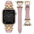wutwuk Compatible Slim Leather Apple Watch Strap 38mm 40mm 41mm 42mm 44mm 45mm 49mm, Women D-Shape Metal Buckle Leather Wristband for iWatch Series SE(2) 8 7 6 5 4 3 2 1 & Ultra Series 49mm