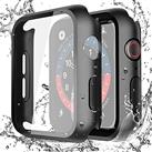 Piuellia 2 Pack Transparent Waterproof Case with Tempered Glass Screen Protector for Apple Watch Series 8 Series 7 45mm, Overall Ultra-Thin Shockproof Hard Protective Cover for iWatch