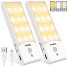 Motion Sensor Lights Indoor, 2 Pack 24LED Night Light Rechargeable with 3 Modes, 3 Light Color (Warm