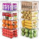 8 Pack Clear Storage Bins with Lids Stackable, Large Plastic Storage Bins with Handle for Pantry Org