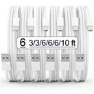 iPhone Charger Cable [Apple MFi Certified] 6Pack(3/3/6/6/6/10 FT) Long Lightning Cable Fast Charging Cord High Speed Data Sync USB Cable Lead for iPhone 14 13 12 11 Pro Max XR XS Mini 8 7 Plus iPad