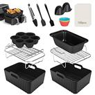 Air Fryer Accessories, Set of 9 for Ninja AF300/400/451UK Tower T17088 Including Silicone Air Fryer Liner & Racks & Paper Lining etc Dual Air Fryer Accessories, Compatible with Oven, Microwave
