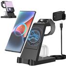 3 in 1 Charging Station for Samsung, Wireless Fast Charging Station for Samsung S23 S22 S21 Ultra Note20 10 Z Flip Z Fold, Charger Dock with Stand for Galaxy Buds and Galaxy Watch 5 Pro 4 3 - Black