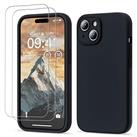 GOODVISH 3 in 1 for iPhone 15/15 Pro/15 Pro Max Case, [2X HD Screen Protector][Upgraded Camera Protection] Shockproof Liquid Silicone Soft Microfiber Lining Smooth Protective Phone Case Cover 6.1
