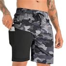 APTRO Men's Swim Trunks Mens Swimming Shorts with Compression Liner 2 in 1 Board Shorts with Zipper Pockets Surfing Sport 9 inch