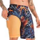 APTRO Swimming Shorts Men with Compression Liner Swim Trunks 2 in 1 Board Shorts with Zipper Pockets Quick Dry Summer Surfing Sport 9 inch