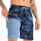 APTRO Men's Swim Trunks Mens Swimming Shorts with Compression Liner 2 in 1 Board Shorts with Zipper Pockets Surfing Sport 9 inch