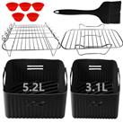 Dual Air Fryer Liners Compatible for Tefal Easy Fry 5.2L/3.1L,Tower T17099, Lakeland 5L/3L, Salter 5.5L/3.5L,ETTA 9L, Different Two Size Dual Drawer Airfryer Accessories,Large+Small Silicone Liners
