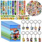 LGUZAKO 85pcs Party Bag Fillers for Kids, 15 Slap Bands 50 Stickers 10 Goodie Bags 10 Keychains Party Fvours for Birthday Christmas Crackers