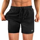 flintronic Men's Swim Trunks, Mens Swim Shorts with Compression Liner, 2-in-1 Board Shorts with Pockets, Quick Dry Surfing Boardshorts
