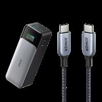 Anker 727 Charging Station (GaNPrime 100W) and 240W Nylon 765 USB-C to USB-C Cable Black