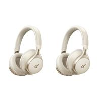 soundcore Space One | Noise Cancelling Headphones, 2X Stronger Voice Reduction Latte Cream / 2 Pack