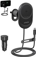 Anker MagGo Wireless Car Charger (Pad, Built-In USB-C Cable)