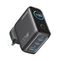 Anker Charger (100W, 3 Ports, Smart Display) Black