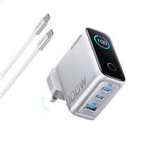 Anker Charger (100W, 3 Ports, Smart Display) Silver