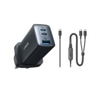 Anker 735 Charger (Nano II 65W), 3-Port Fast Charger Plug and 2-in-1 USB C to USB C Cable 140W Black