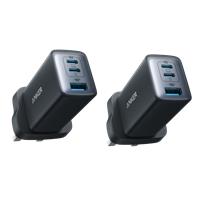Anker 735 Charger (Nano II 65W), 3-Port Fast Charger Plug ｜2-Pack Black