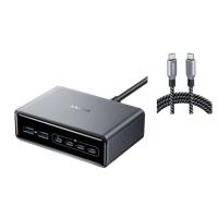 Anker Prime Charger (200W, 6 Ports, GaN)+ Anker Prime USB-C to USB-C Cable (240W, Upcycled-Braided)