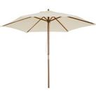 Outsunny 2.5m Wood Wooden Garden Parasol Sun Shade Patio Outdoor Umbrella Canopy New(Beige)