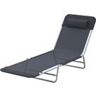 Outsunny Garden Lounger, Portable Outdoor Patio Sun Bed Chair, Adjustable Back Recliner, Lightweight
