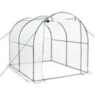 Outsunny Walk-in Polytunnel Greenhouse with Roll-up Door Transparent Tunnel Greenhouse with Steel Fr