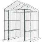 Outsunny 143 x 143 x 195 cm Walk-In Greenhouse 3 Tiers Portable Grow House w/ 8 Shelves, Metal Frame