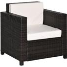 Outsunny Rattan Single Sofa Armchair, All-Weather Wicker Weave, Fire Resistant Cushion, 1 Seater, Ga