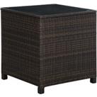 Outsunny Rattan Side Table for Garden Patio, Durable Frame with Tempered Glass Top, Weather-Resistan