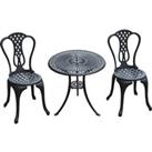 HOMCOM Bistro Set 3 Piece, Patio Cast Aluminium, Garden Outdoor Furniture, Shabby Chic Style, Table and Chairs.