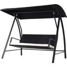 Outsunny 3-Seater Swing Chair New Outdoor Garden Rattan Swinging Hammock Seater Bench Bed Lounger - Black