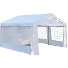 Outsunny Portable Party Tent 4m x 4m Carport Shelter with Removable Sidewalls, Double Doors, Heavy D