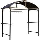 Outsunny Metal Smoking Gazebo Marquee Garden Patio BBQ Tent Grill Canopy Awning Shelter - Coffee