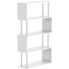 HOMCOM Wooden S Shape Bookcase Bookshelf Dividers Storage Display Unit White
