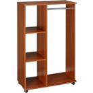 HOMCOM Bedroom Open Wardrobe, Hanging Rail with Storage Shelves, Mobile Clothes Organizer on Wheels,
