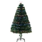 HOMCOM 4ft Pre Lit Christmas Tree Artificial Tree with Multi-Coloured Fiber Optic LED Light(4ft (120